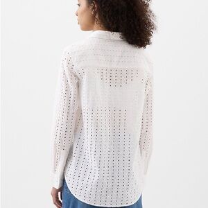 GAP White Eyelet Button Down Shirt